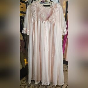 Vintage 60s Pastel Pink Peignoir and Negligee by Movie Star